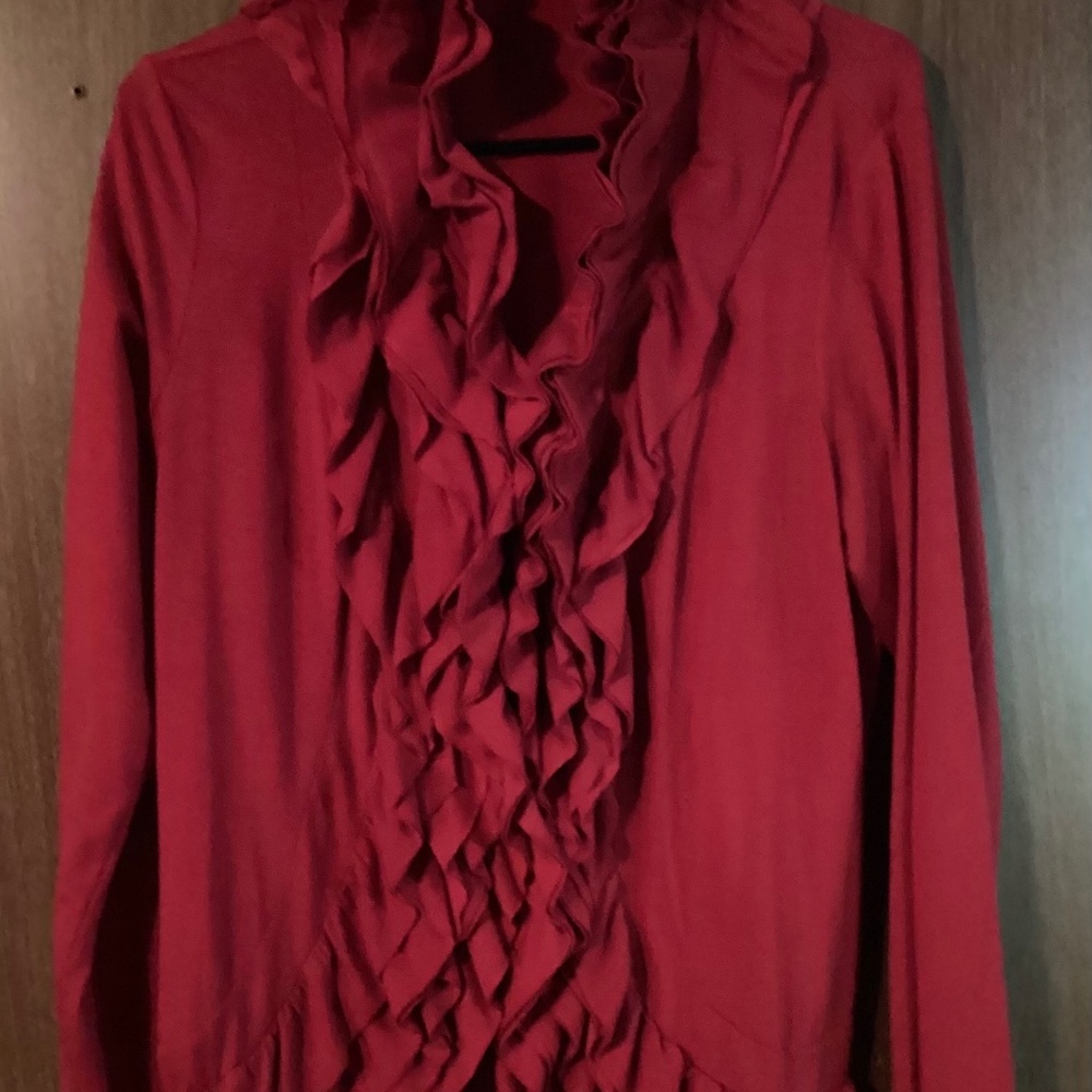 Women’s Red Ruffle Cardigan Cato XL